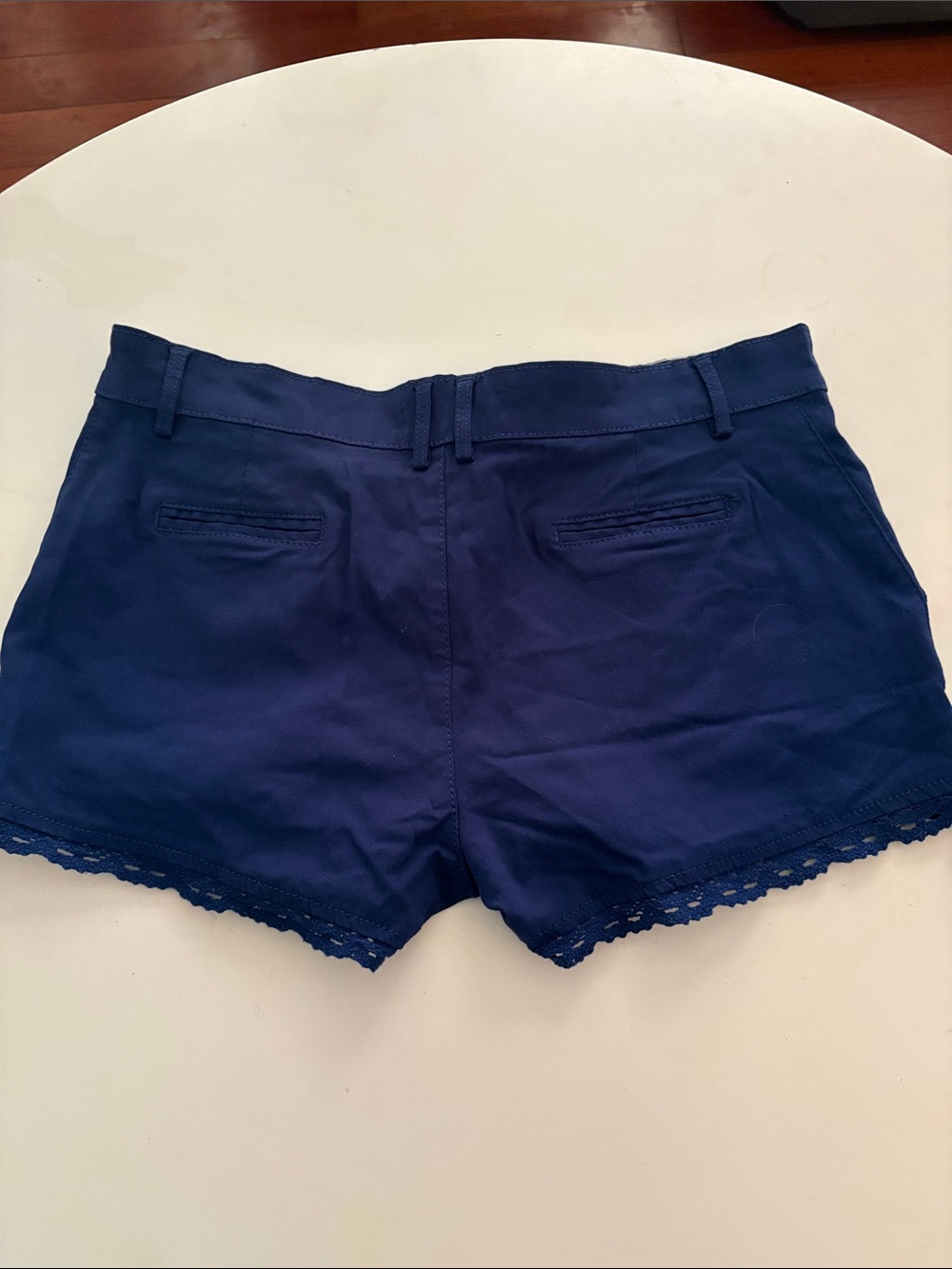 Navy Lace-Trim Shorts